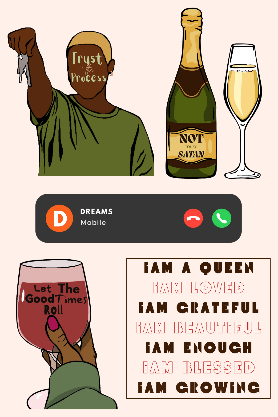 Dreams - Sticker Sheets of 5 Illustrations