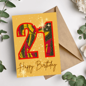 21st Birthday Card – African Print greeting card