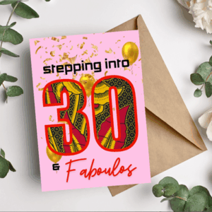 30 Birthday Card for Her – African Print Greeting Card