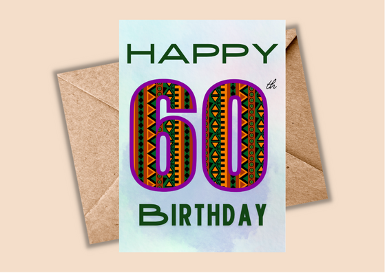 60 Birthday Card – African Print card
