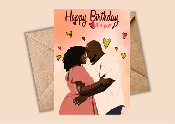 Black couple Birthday Card – Happy Birthday Babe