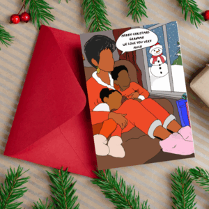 Merry Christmas Card - Grandmother and Grandchildren