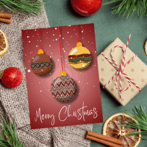 Merry Christmas Card - African Print Baubles