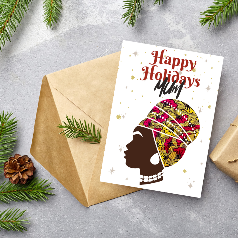 Merry Christmas Card- Afrocentric Card for Mum