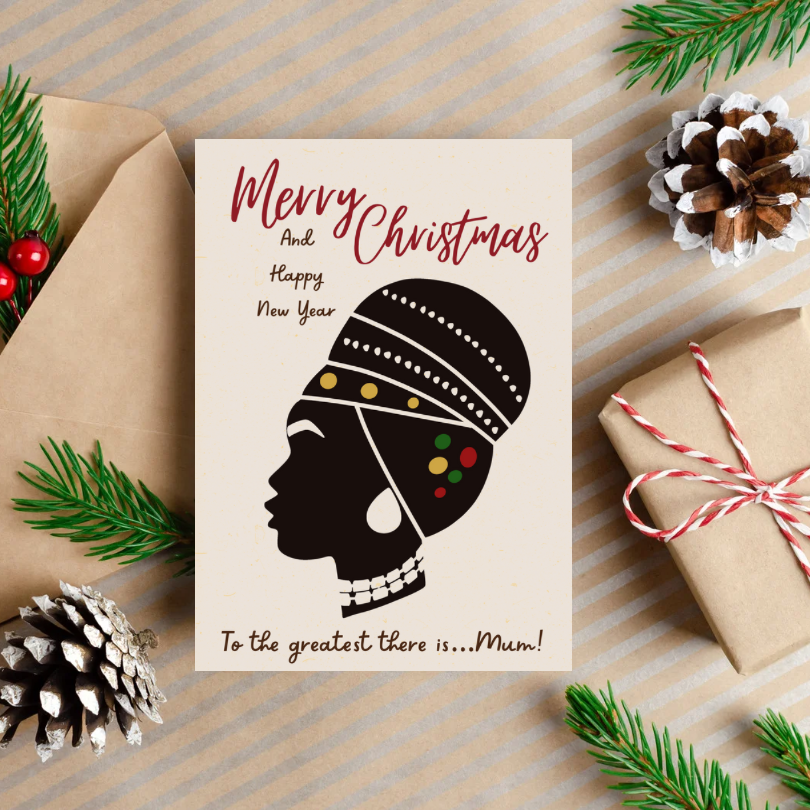 Merry Christmas Card - Afrocentric Headwrap for Mum Card