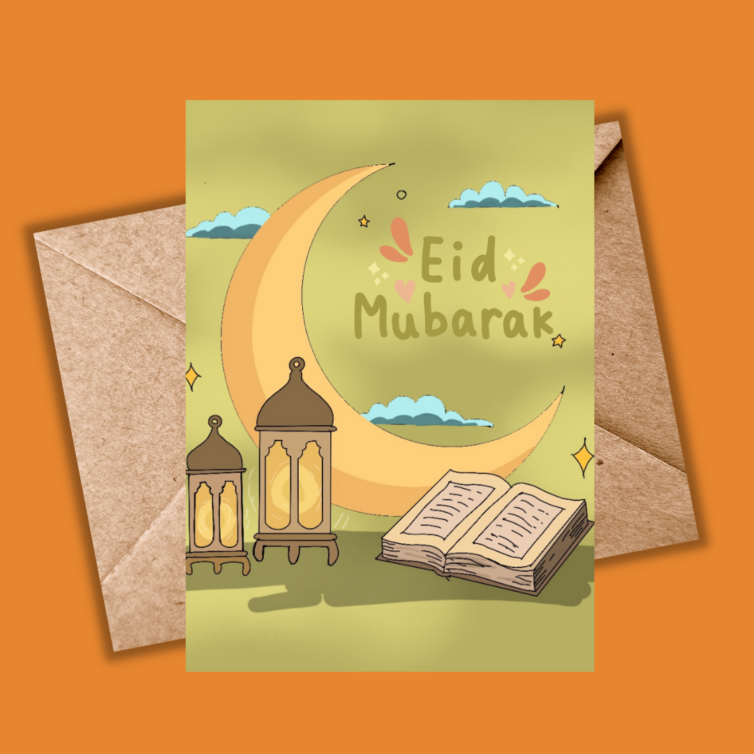 Eid Mubarak Card— Crescent Moon