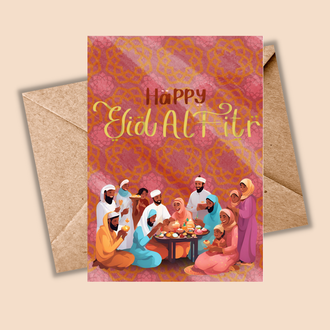 Eid al-Fitr Card- Family Illustration