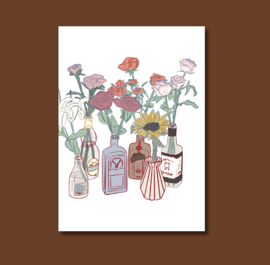 Plantable Postcard- Jars of Flowers