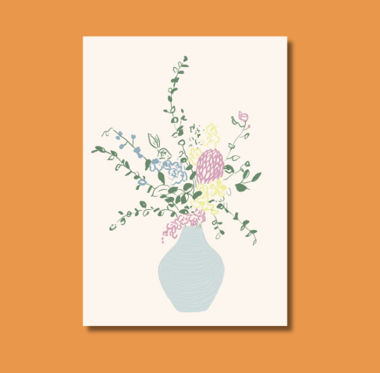 Plantable Postcard- Vase full of Flowers